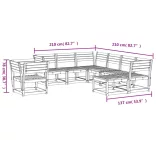 8 részes viaszbarna tömör fenyőfa kerti pihenőgarnitúra