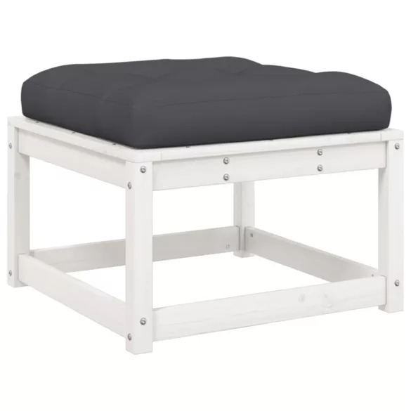 8 részes fehér tömör fenyőfa kerti ülőgarnitúra párnákkal