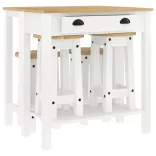 5 részes fehér tömör fenyőfa bárszett