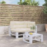 3 db krémszínű szövet raklappárna