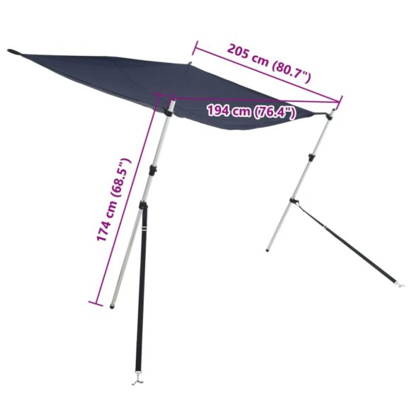 T-alakú árnyékolóhosszabbító szettel 174x205x(115-194) cm