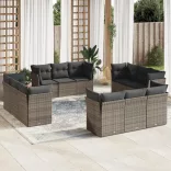 12 részes szürke polyrattan kerti ülőgarnitúra párnákkal