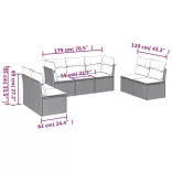 7 részes fekete polyrattan kerti ülőgarnitúra párnával