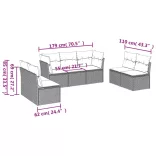 7 részes bézs polyrattan kerti ülőgarnitúra párnákkal