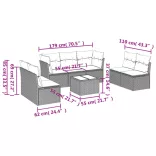 8 részes fekete polyrattan kerti ülőgarnitúra párnákkal