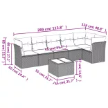 7 részes fekete polyrattan kerti ülőgarnitúra párnával