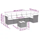7 részes fekete polyrattan kerti ülőgarnitúra párnával
