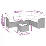 7 részes fekete polyrattan kerti ülőgarnitúra párnával