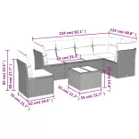 7 részes fekete polyrattan kerti ülőgarnitúra párnával