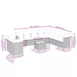 11 részes szürke polyrattan kerti ülőgarnitúra párnákkal