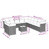 12 részes fekete polyrattan kerti ülőgarnitúra párnákkal