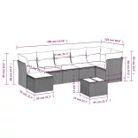 8 részes fekete polyrattan kerti ülőgarnitúra párnákkal