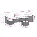 8 részes bézs polyrattan kerti ülőgarnitúra párnával