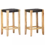 2 db fekete valódi bőr bárszék 75 cm