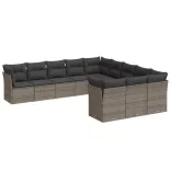 11 részes szürke polyrattan kerti ülőgarnitúra párnákkal