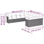 11 részes szürke polyrattan kerti ülőgarnitúra párnákkal