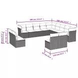 12 részes szürke polyrattan kerti ülőgarnitúra párnákkal
