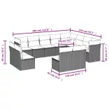 12 részes szürke polyrattan kerti ülőgarnitúra párnákkal