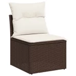 12 részes barna polyrattan kerti ülőgarnitúra párnákkal