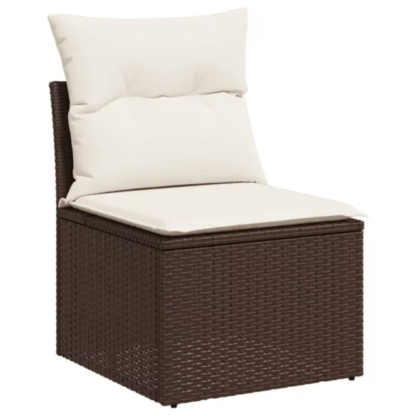 12 részes barna polyrattan kerti ülőgarnitúra párnákkal