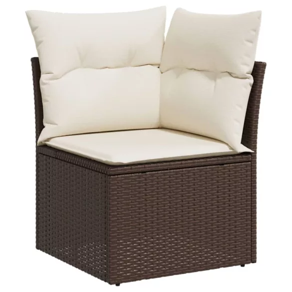 12 részes barna polyrattan kerti ülőgarnitúra párnákkal