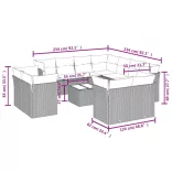 12 részes fekete polyrattan kerti ülőgarnitúra párnákkal