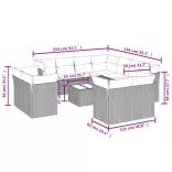 12 részes szürke polyrattan kerti ülőgarnitúra párnákkal