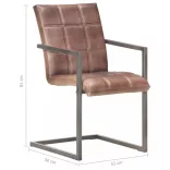 2 db antikolt barna valódi bőr szánkótalpas étkezőszék