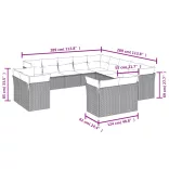 13 részes szürke polyrattan kerti ülőgarnitúra párnákkal
