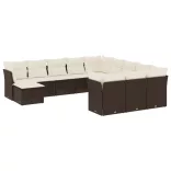 12 részes barna polyrattan kerti ülőgarnitúra párnákkal