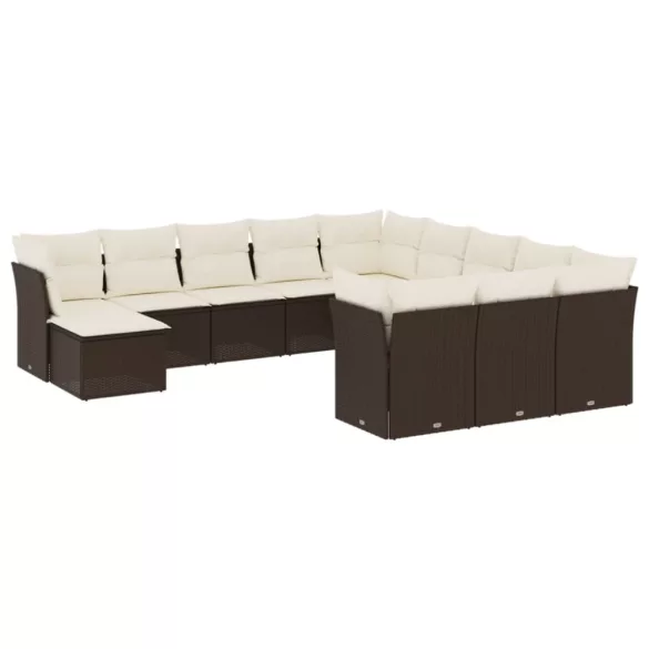 12 részes barna polyrattan kerti ülőgarnitúra párnákkal