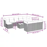 13 részes fekete polyrattan kerti ülőgarnitúra párnákkal