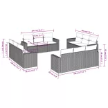 12 részes fekete polyrattan kerti ülőgarnitúra párnákkal