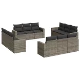 12 részes szürke polyrattan kerti ülőgarnitúra párnákkal