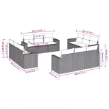 12 részes szürke polyrattan kerti ülőgarnitúra párnákkal