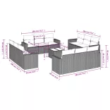 13 részes szürke polyrattan kerti ülőgarnitúra párnákkal