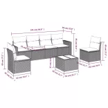 7 részes bézs polyrattan kerti ülőgarnitúra párnákkal
