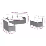 7 részes fekete polyrattan kerti ülőgarnitúra párnával