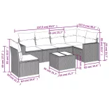 7 részes fekete polyrattan kerti ülőgarnitúra párnával