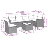 7 részes fekete polyrattan kerti ülőgarnitúra párnával