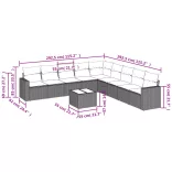 10 részes szürke polyrattan kerti ülőgarnitúra párnákkal