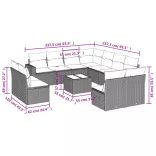 12 részes szürke polyrattan kerti ülőgarnitúra párnákkal