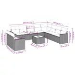 11 részes szürke polyrattan kerti ülőgarnitúra párnákkal