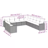 11 részes szürke polyrattan kerti ülőgarnitúra párnákkal