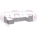 7 részes bézs polyrattan kerti ülőgarnitúra párnákkal