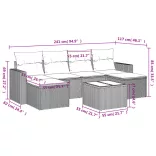 7 részes fekete polyrattan kerti ülőgarnitúra párnával