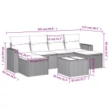 7 részes fekete polyrattan kerti ülőgarnitúra párnával