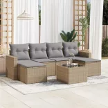 7 részes bézs polyrattan kerti ülőgarnitúra párnákkal