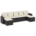 7 részes fekete polyrattan kerti ülőgarnitúra párnával
