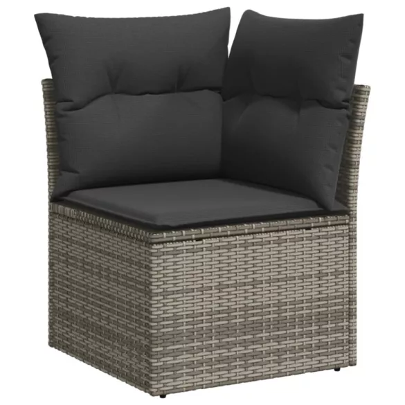 11 részes szürke polyrattan kerti ülőgarnitúra párnákkal